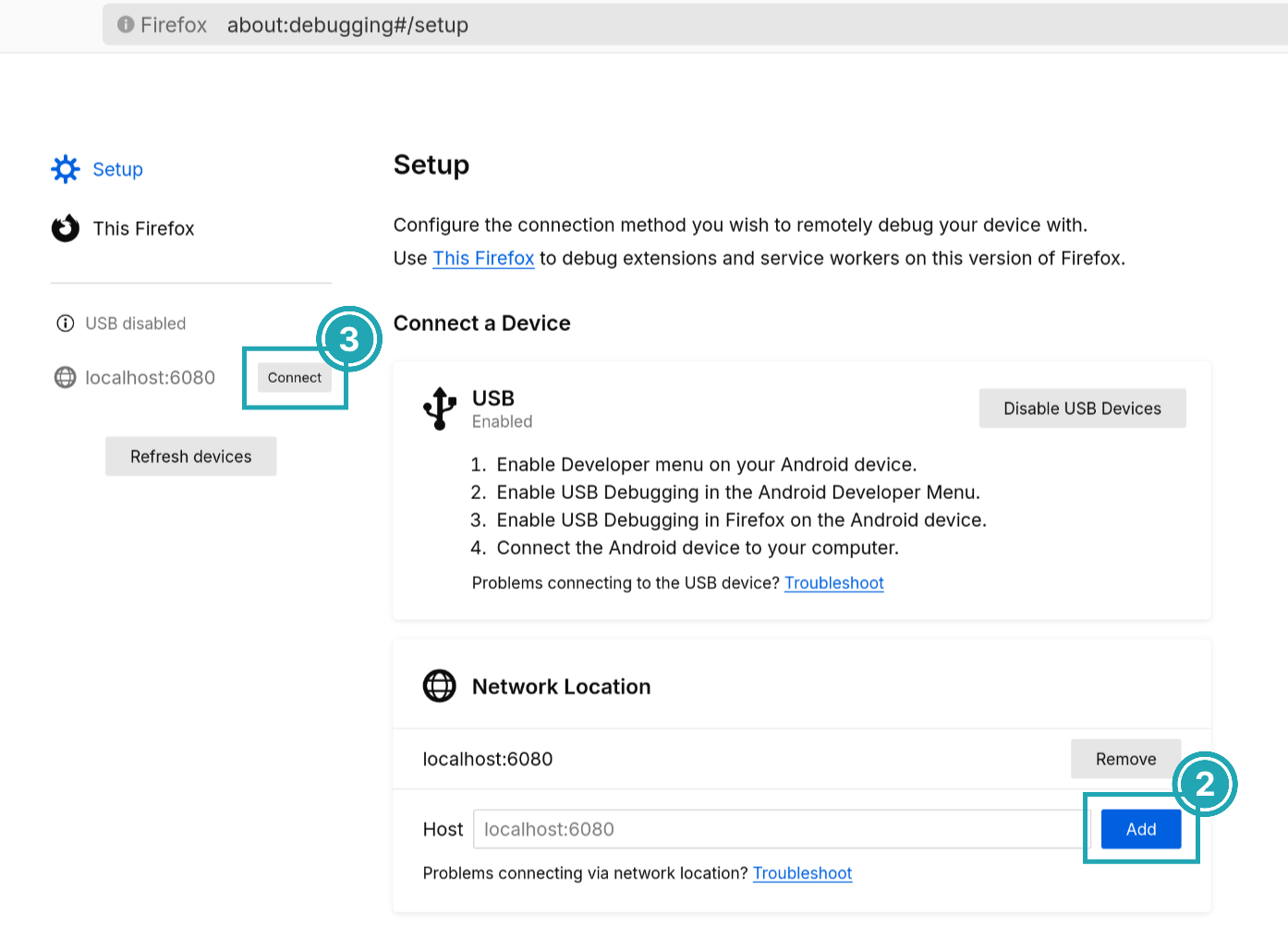 Setting up the port in Firefox